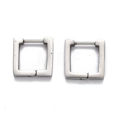Tarnish Resistant 304 Stainless Steel Square Huggie Hoop Earrings STAS-H156-09A-P-1