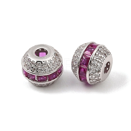 925 Sterling Silver Pave Deep Pink Cubic Zirconia Beads SE-CBAF1B2-12A-P-1