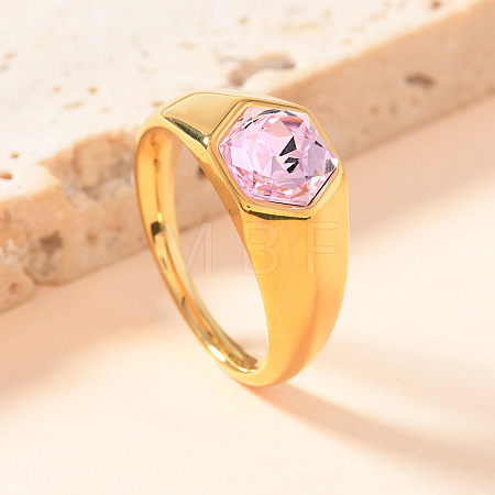304 Stainless Steel with Cubic Zirconia Finger Rings FS-WG76F9A-26-1