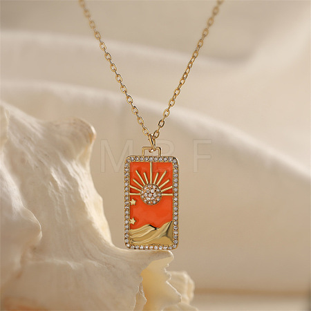 Brass Micro Pave Clear Cubic Zirconia Medal Pendant Necklaces FS-WGD45DE-07-1
