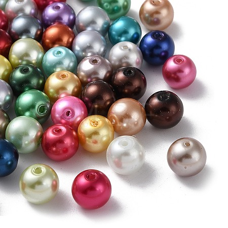 Baking Paint Pearlized Glass Pearl Round Bead Strands HY-Q004-8mm-M-1