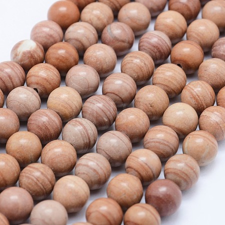 Natural Red Line Jasper Beads Strands X-G-F531-8mm-N-1