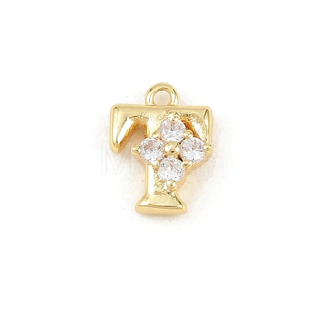 Brass Micro Pave Clear Cubic Zirconia Charms KK-Z151-18G-T-1