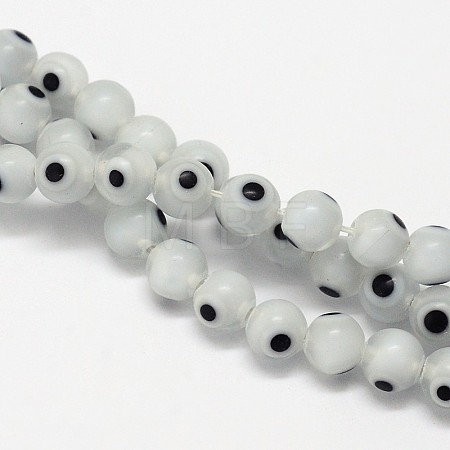 Handmade Evil Eye Lampwork Round Bead Strands LAMP-L055-4mm-13-1