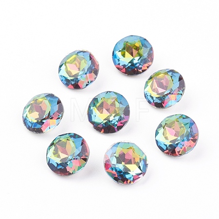 Pointed Back & Back Plated Glass Rhinestone Cabochons RGLA-J012-8mm-001VM-1