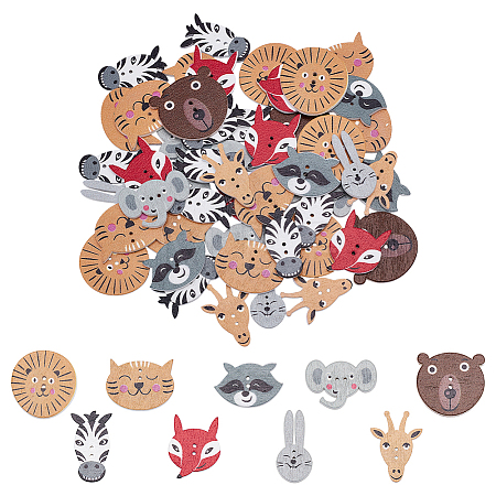 2 Bags Printed Wood Buttons BUTT-WR0001-31-1