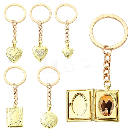 5Pcs Brass Locket Pendant Keychains KEYC-YW00267-1