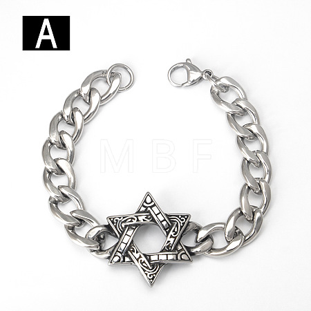 Punk & Viking 304 Stainless Steel Link Bracelets FS-WG44D5C-02-1