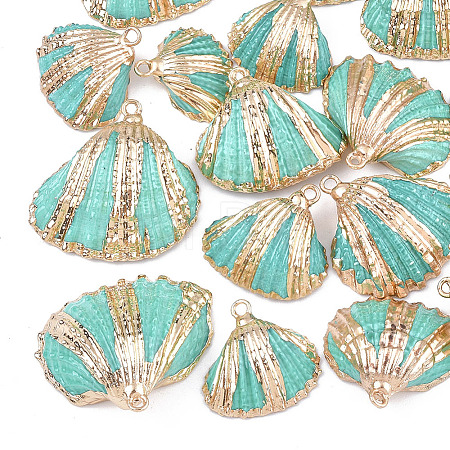 Spray Paint & Electroplate Sea Shell Pendants X-SSHEL-S262-09C-1
