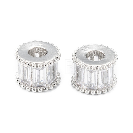 Brass Micro Pave Clear Cubic Zirconia Beads ZIRC-L101-08P-1