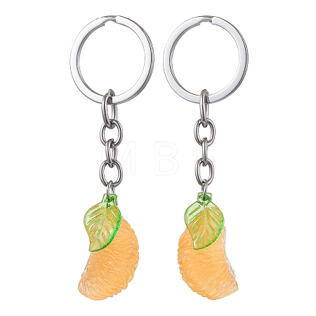 2Pcs Orange Slice Resin Keychains KEYC-JKC01064-1