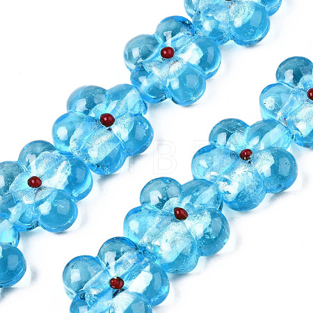 Handmade Silver Foil Lampwork Beads Strands FOIL-T004-03D-1