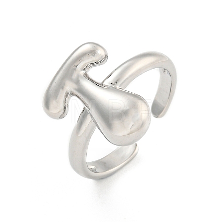 Brass Letter Open Cuff Rings for Women RJEW-G313-01T-P-1
