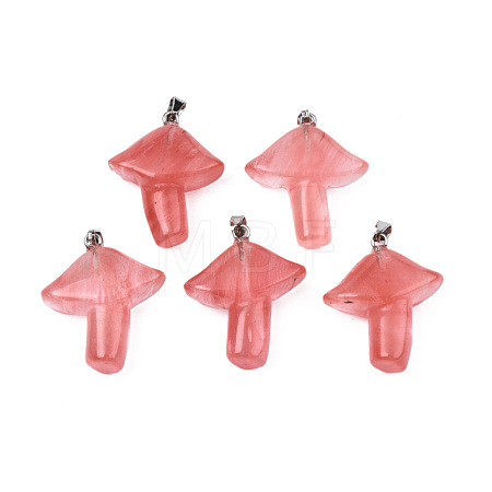 Cherry Quartz Glass Pendants G-R480-02N-1