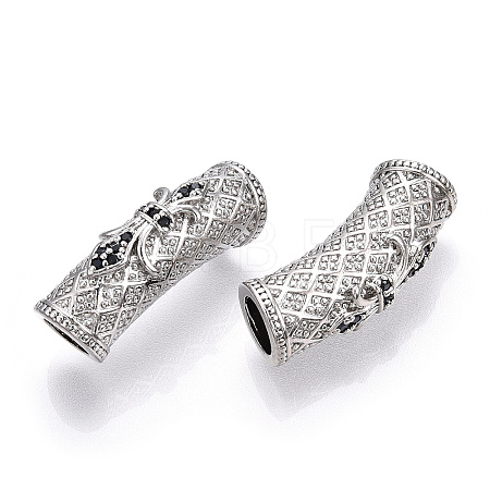Rack Plating Brass Micro Pave Cubic Zirconia European Beads ZIRC-S052-002P-1