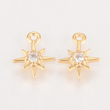 Brass Cubic Zirconia Charms ZIRC-Q002-143G-1