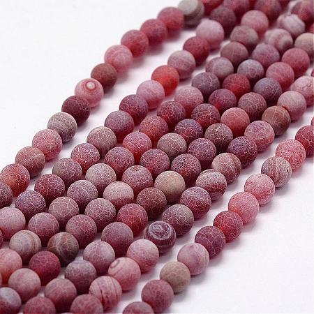 Frosted Natural Weathered Agate Beads Strands G-F367-8mm-04-1