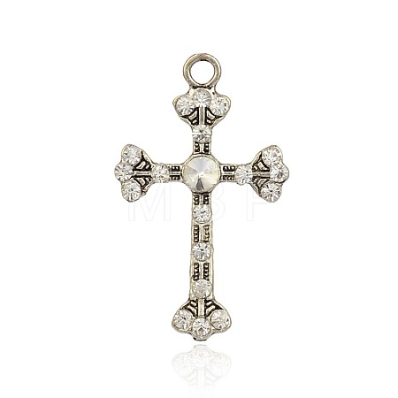 Tibetan Style Alloy Rhinestone Pendants RB-J115-01AS-1