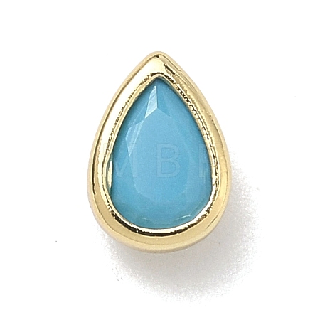 Teardrop Brass Micro Pave Cubic Zirconia Cabochons KK-P345-13G-B08-1