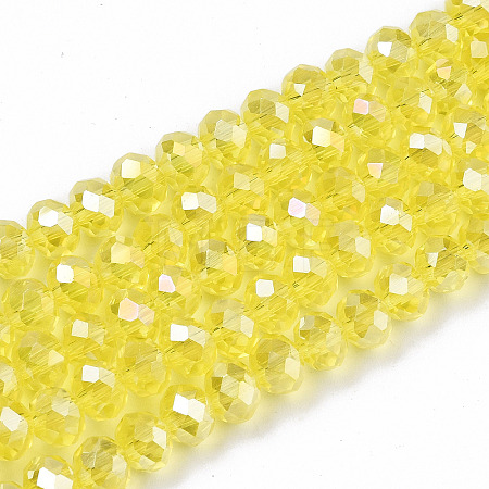 Electroplate Glass Beads Strands X-EGLA-A034-T6mm-B21-1