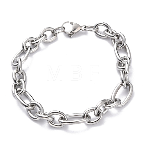 304 Stainless Steel Figaro Chain Bracelets BJEW-E271-05P-1