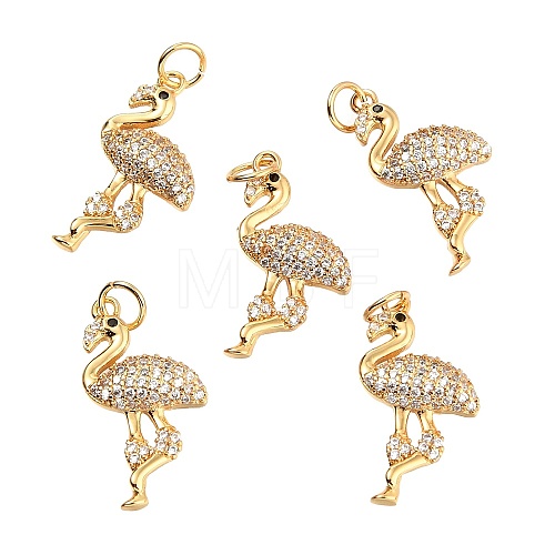 Brass Micro Pave Clear Cubic Zirconia Pendants X1-ZIRC-J024-05G-1