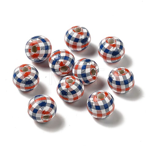 Independence Day Theme Schima Wood European Beads WOOD-G014-28-1