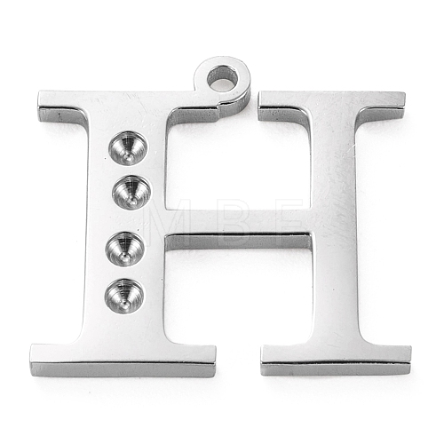 304 Stainless Steel Letter Pendant Rhinestone Settings STAS-J028-01H-1