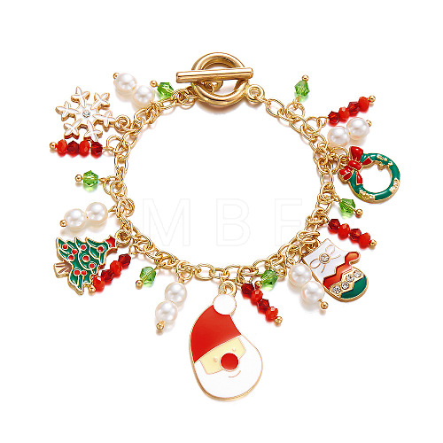 Christmas Alloy Enamel Charm Bracelets PO3722-3-1