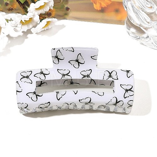 Rectangle with Butterfly Printed PVC Claw Hair Clips PW-WG0C881-01-1