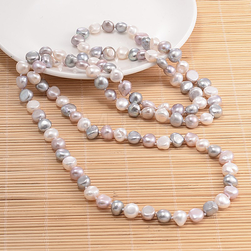 Natural Pearl Nuggets Beaded Necklace NJEW-P126-A-01B-01-1