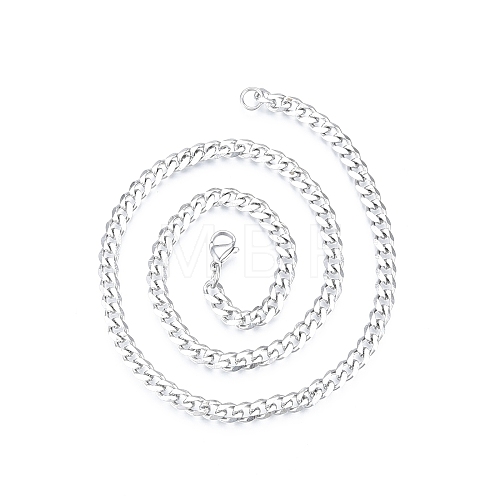 Non-Tarnish Men's 201 Stainless Steel Cuban Link Chain Necklace NJEW-N050-A06-5-45P-1