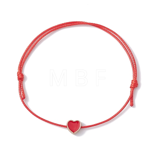 Alloy Enamel Heart Braided Bead Bracelet BJEW-JB09740-01-1