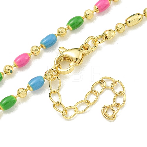 Brass Enamel Column Link Chain Necklaces NJEW-H039-10A-01G-1