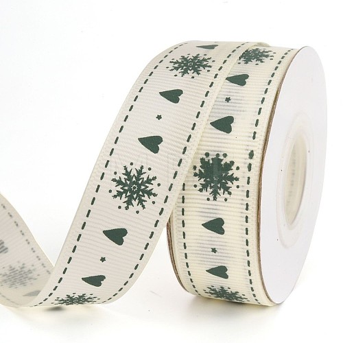 Christmas Theme Polyester Grosgrain Ribbon PW-WG86446-08-1