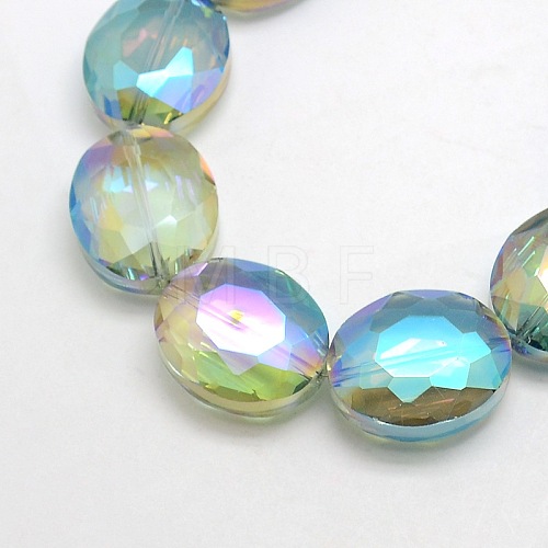 Faceted Electroplate Crystal Glass Oval Beads Strands X-EGLA-F060B-03-1