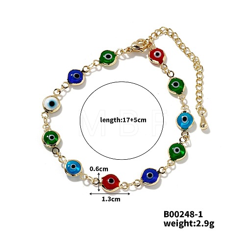 Fashionable Rock Hip-hop Luxury Versatile Brass Evil Eye Link Chain Bracelets NQ4242-1-1