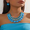Resin Flat Round & Round Beaded Multilayer Necklaces & Dangle Earrings Sets FS-WGD0E94-02-1
