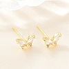 Brass Micro Pave Cubic Zirconia Stud Earrings for Women KK-A305-06G-01-3