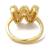 Rack Plating Letter Brass Micro Pave Clear Cubic Zirconia Adjustable Rings for Women KK-S391-03G-W-3