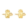 Brass Pave Cubic Zirconia Rectangle Connector Charms KK-P347-06G-3