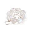 Frosted Dyed Synthetic Moonstone Round Beaded Pendants PALLOY-JF03469-01-4