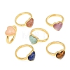Natural Gemstone Finger Rings with Brass Findings G-H353-03G-2