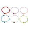 6Pcs Synthetic Turquoise & Non-magnetic Hematite Beads Stretch Bracelets BJEW-JB13432-3