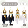 2Pairs 2 Colors Feather Chandelier Earrings EJEW-TA0001-81C-3