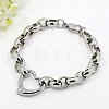 Tarnish Resistant Fashionable 304 Stainless Steel Heart Link Bracelets LS-BJEW-G423-10-1