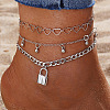 3Pcs Alloy Charm Anklets WG853BB-14-1