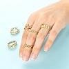 6Pcs 6 Styles Brass Micro Pave Cubic Zirconia Cuff Rings RJEW-LS0001-42G-6