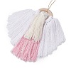 Angel Wood & Cotton Threads Pendant Decoration HJEW-JM02406-02-5