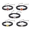 Natural Lava Rock & Acrylic Braided Bead Bracelet BJEW-JB08554-1